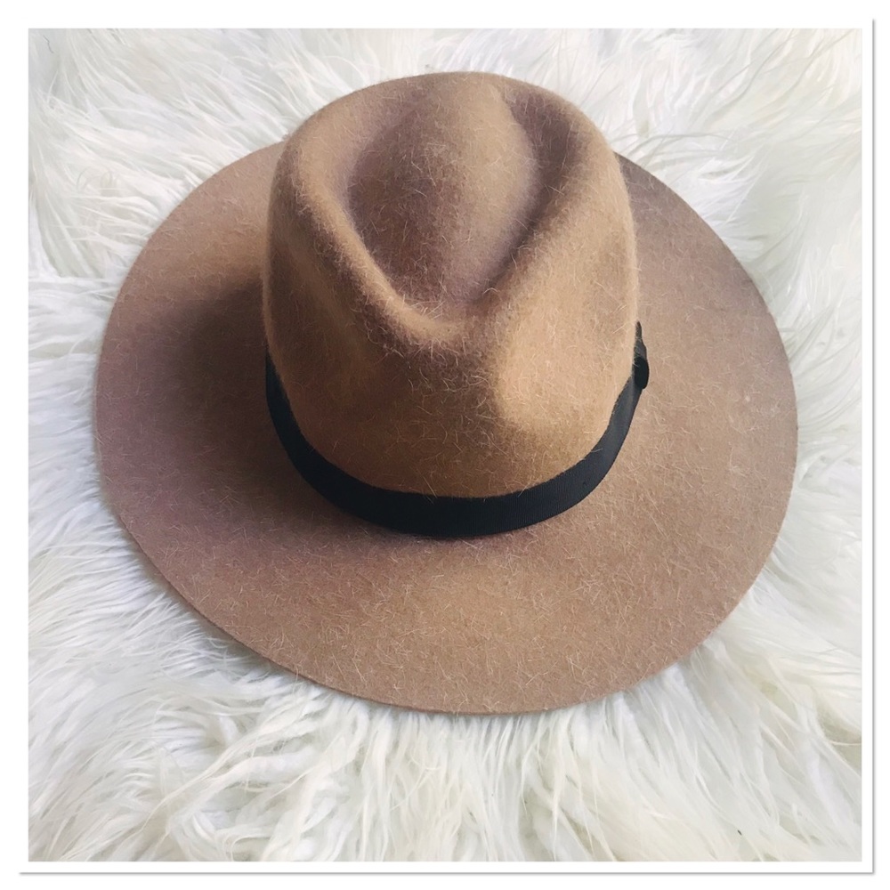 Sole Society Wool Rabbit Fedora Hat Beige Adult One Size